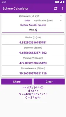 Sphere Calculator android App screenshot 2